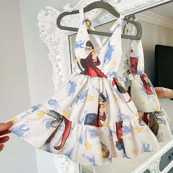 New York Couture One of a Kind Kids Girls WIZARDING WORLD Ruffle Tier Dress - Picture 4 of 7